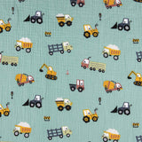 Green Children's Vehicles Cotton Muslin - Ribes y Casals