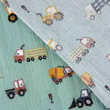 Green Children's Vehicles Cotton Muslin - Ribes y Casals