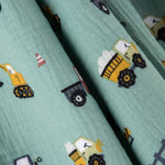 Green Children's Vehicles Cotton Muslin - Ribes y Casals