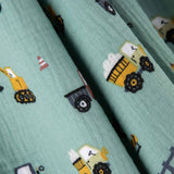 Green Children's Vehicles Cotton Muslin - Ribes y Casals