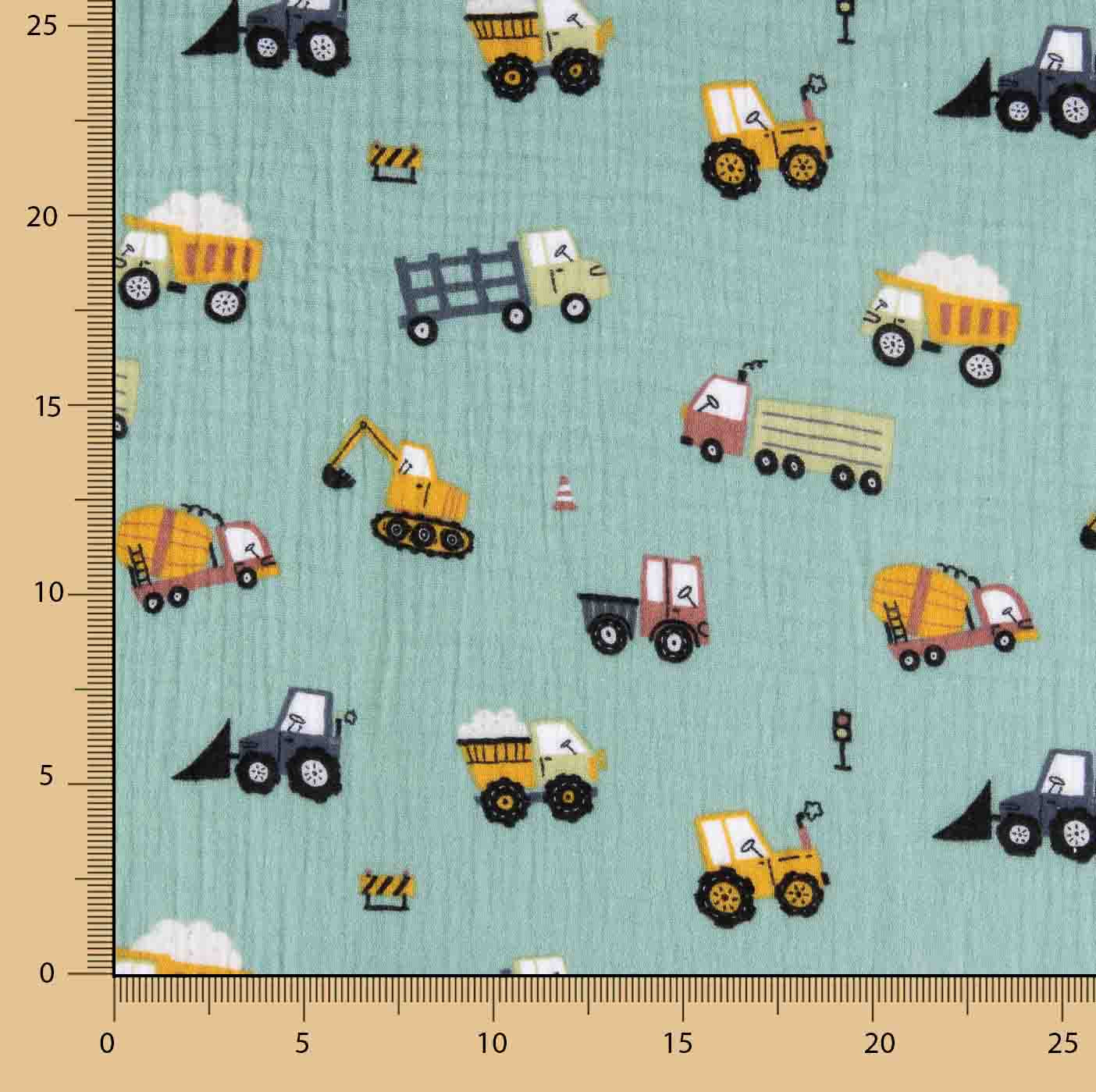Green Children's Vehicles Cotton Muslin - Ribes y Casals
