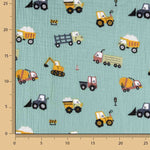 Green Children's Vehicles Cotton Muslin - Ribes y Casals