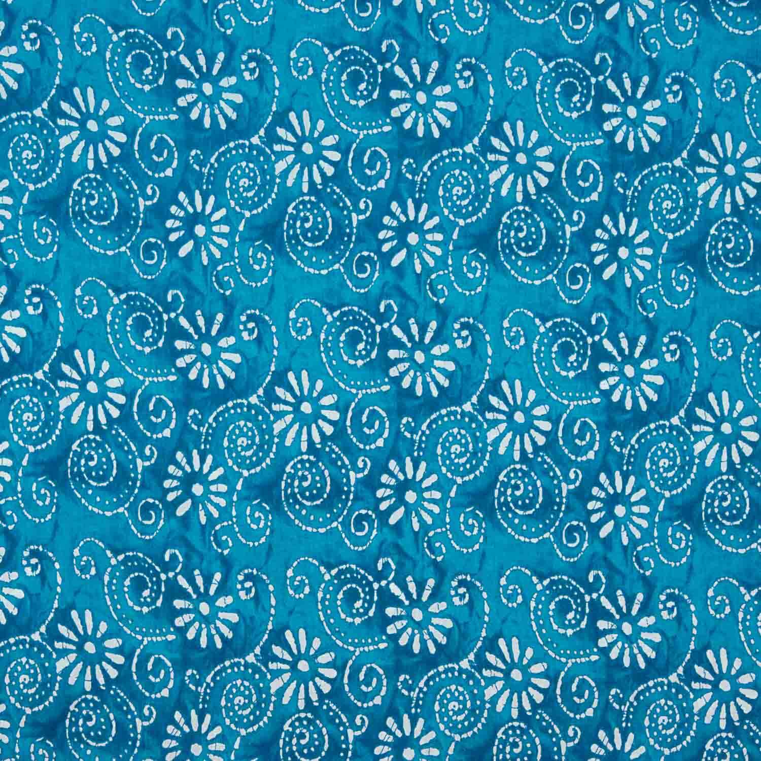 Turquoise Batik Spiral Print Cotton Voile - Ribes y Casals