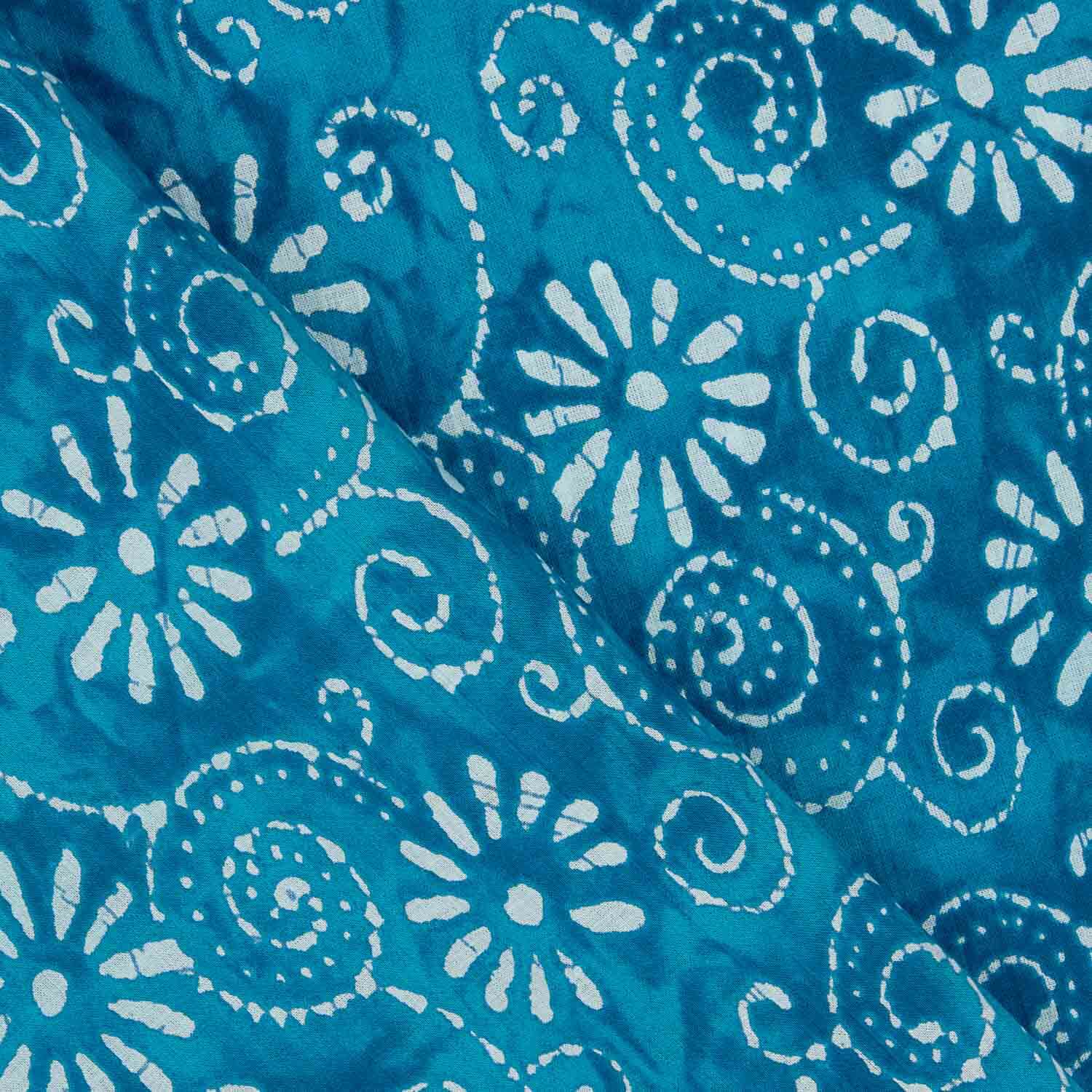Turquoise Batik Spiral Print Cotton Voile - Ribes y Casals