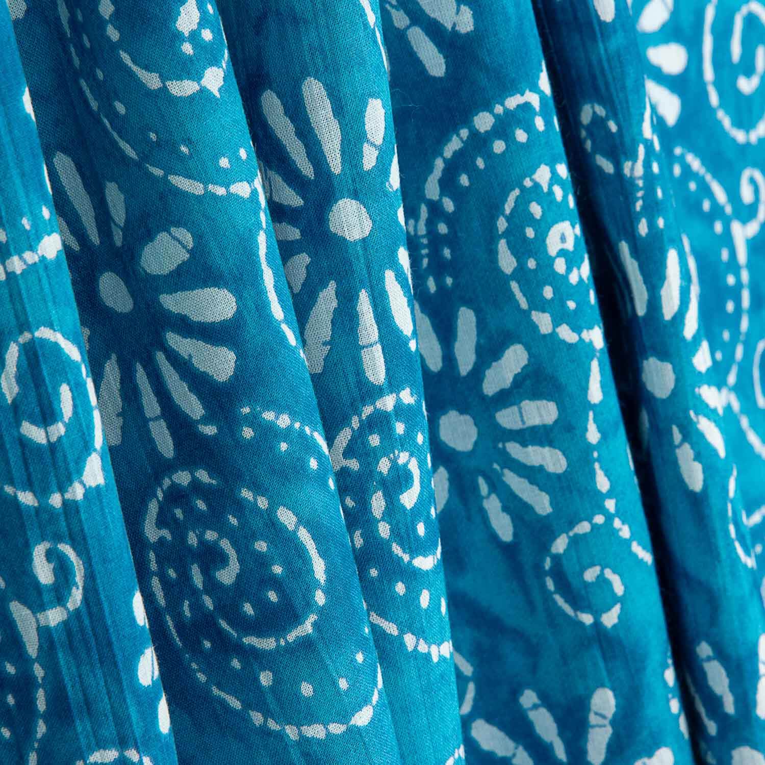 Turquoise Batik Spiral Print Cotton Voile - Ribes y Casals