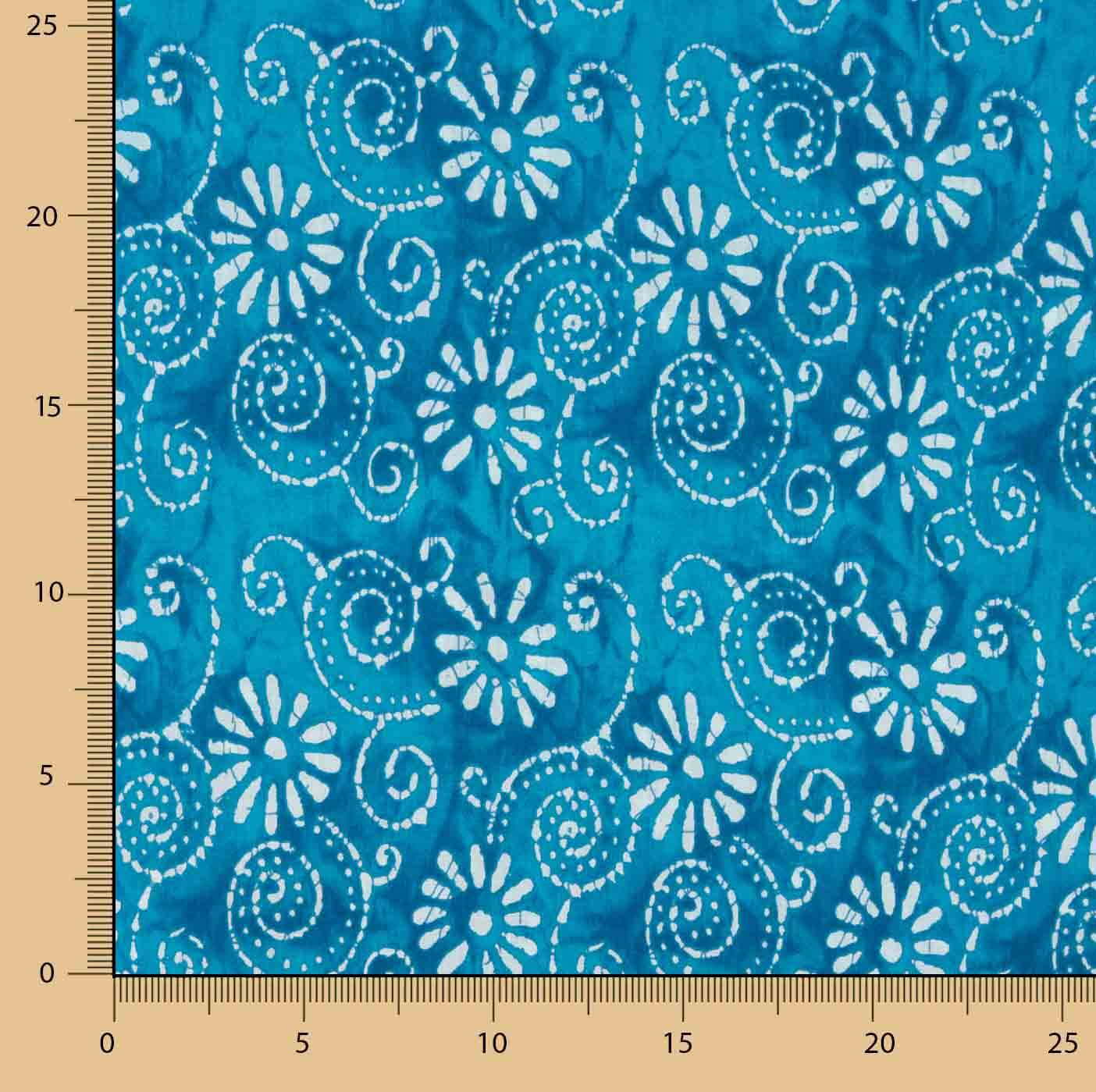 Turquoise Batik Spiral Print Cotton Voile - Ribes y Casals