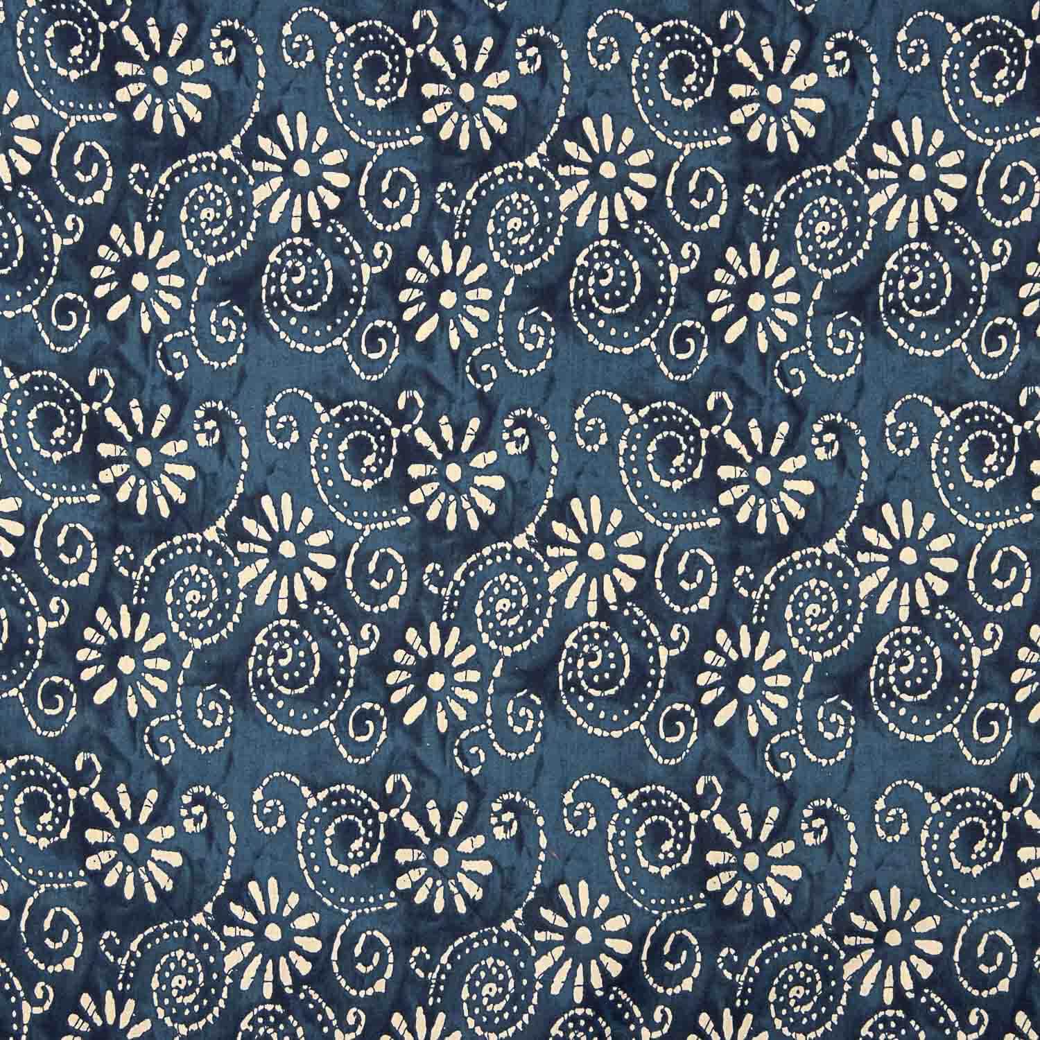Indigo Batik Spiral Print Cotton Voile - Ribes y Casals