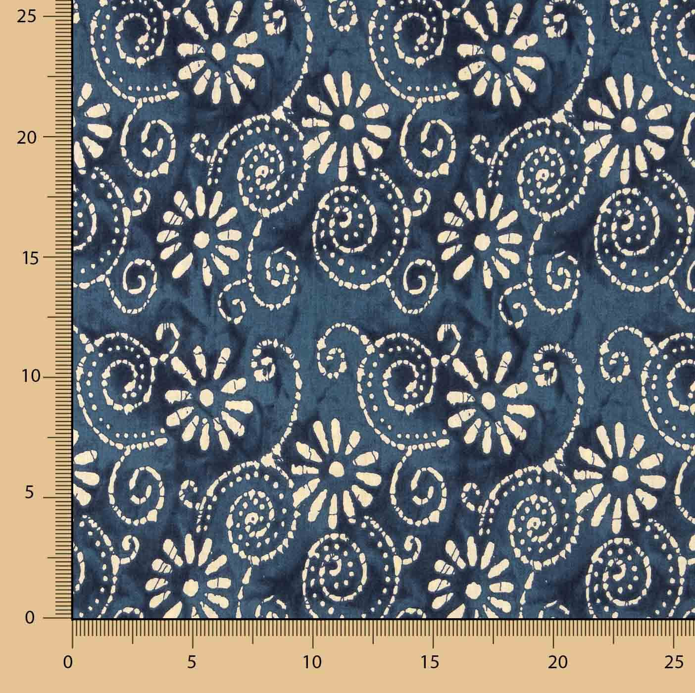 Indigo Batik Spiral Print Cotton Voile - Ribes y Casals