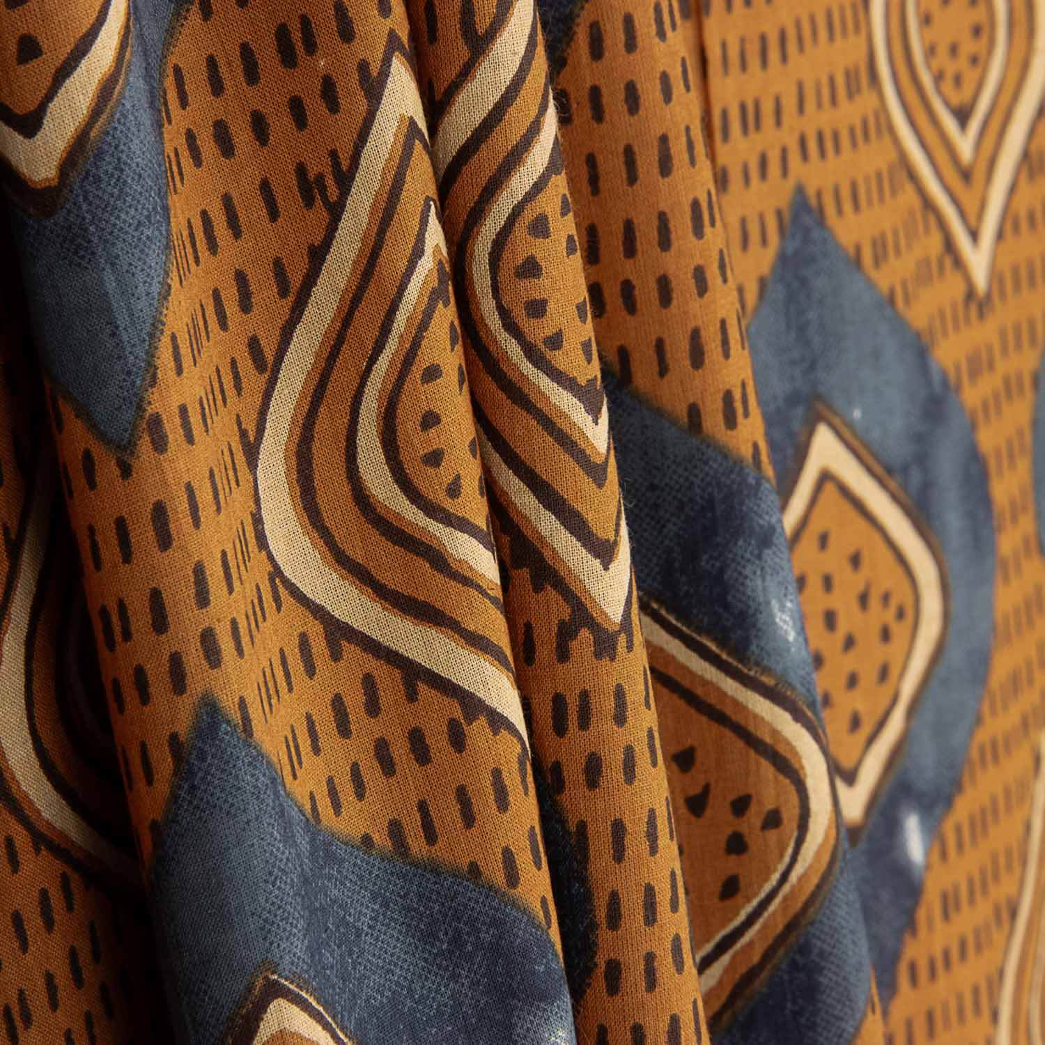 Ikat-printed indigo cotton voile - Ribes y Casals