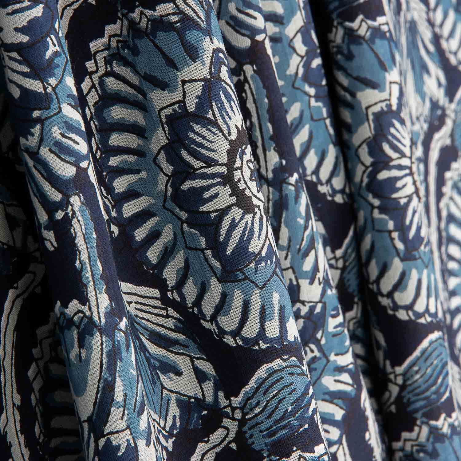 Voile Algodón Estampado Espirales Batik Índigo - Ribes y Casals