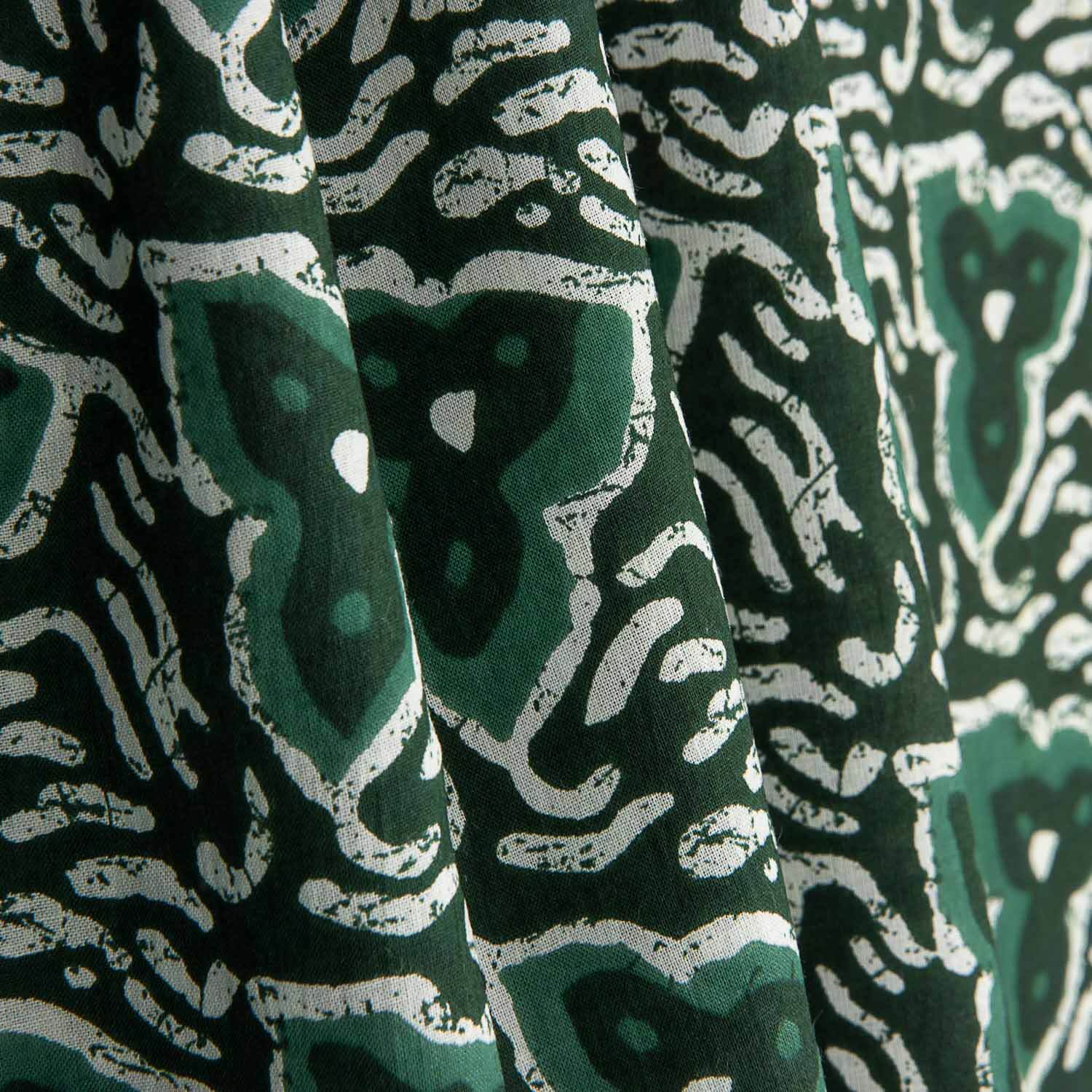 Organic Green Tribal Print Cotton Voile - Ribes y Casals