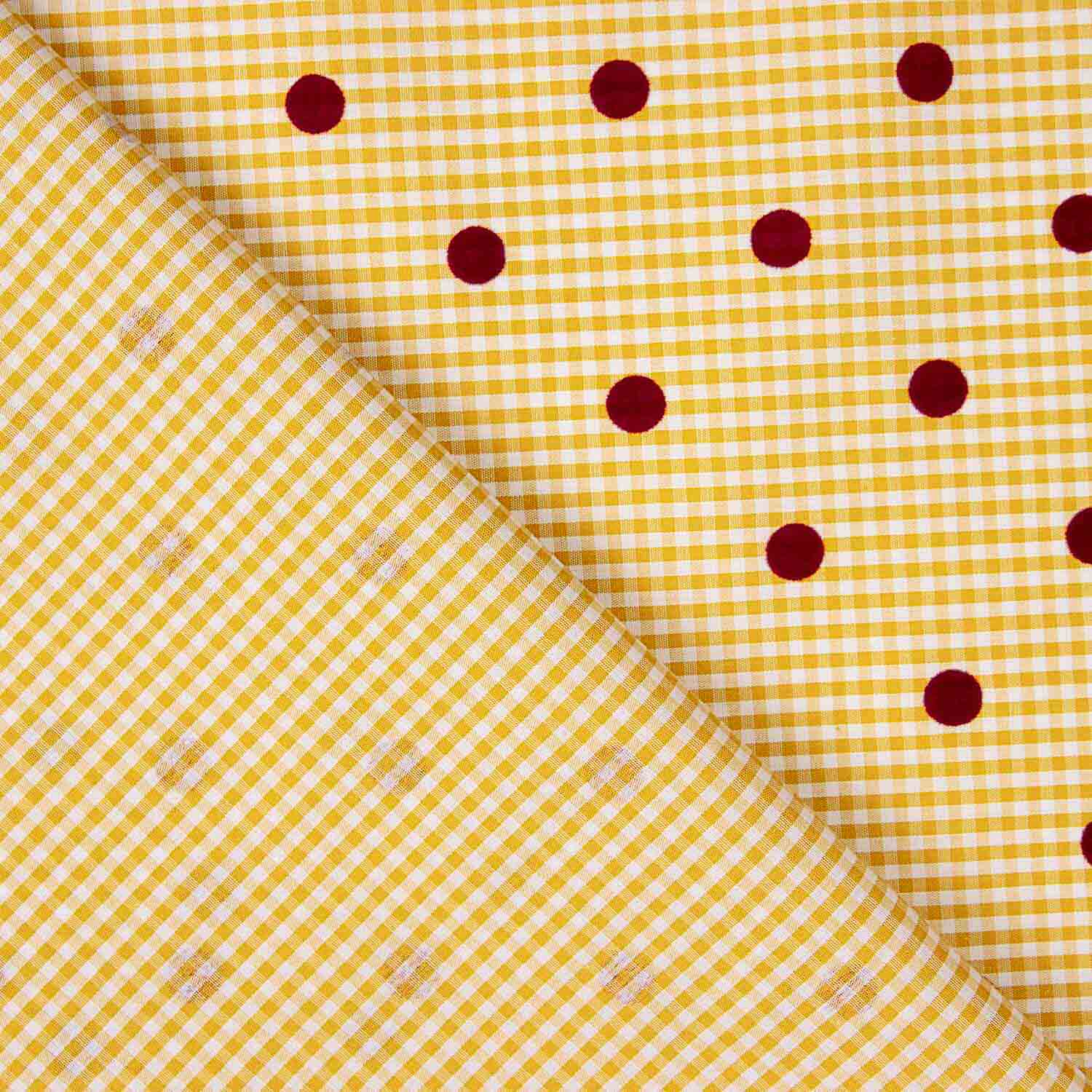 Vichy Cotton Albero Flocked Polka Dot Maroon - Ribes y Casals