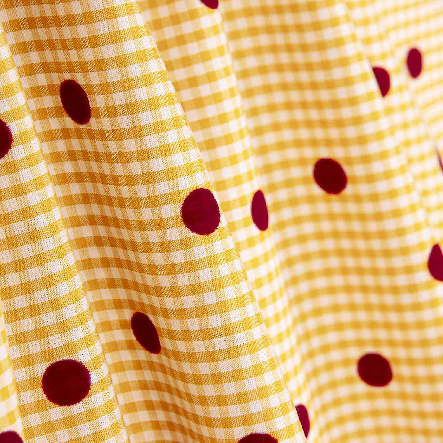 Vichy Cotton Albero Flocked Polka Dot Maroon - Ribes y Casals