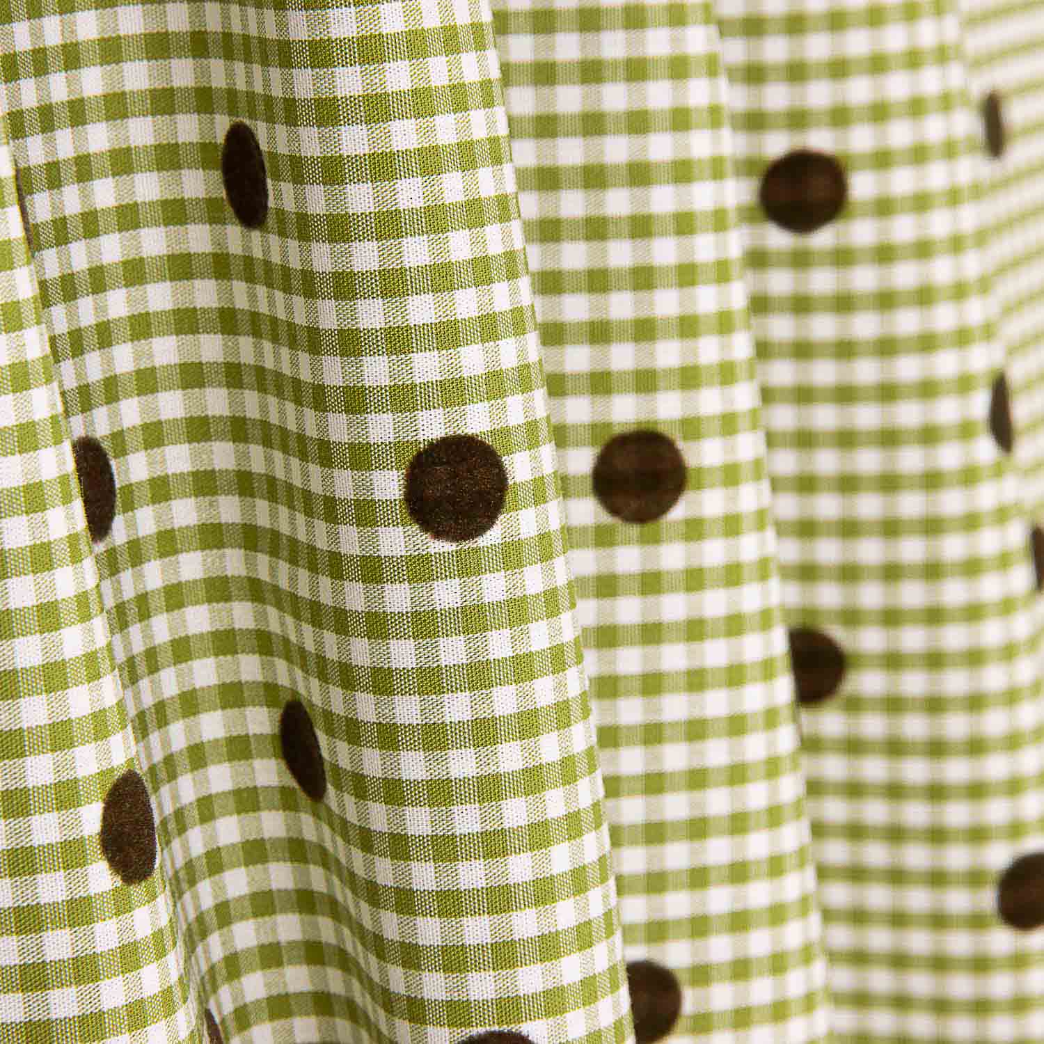 Green Flocked Cotton with Green Polka Dots - Ribes y Casals
