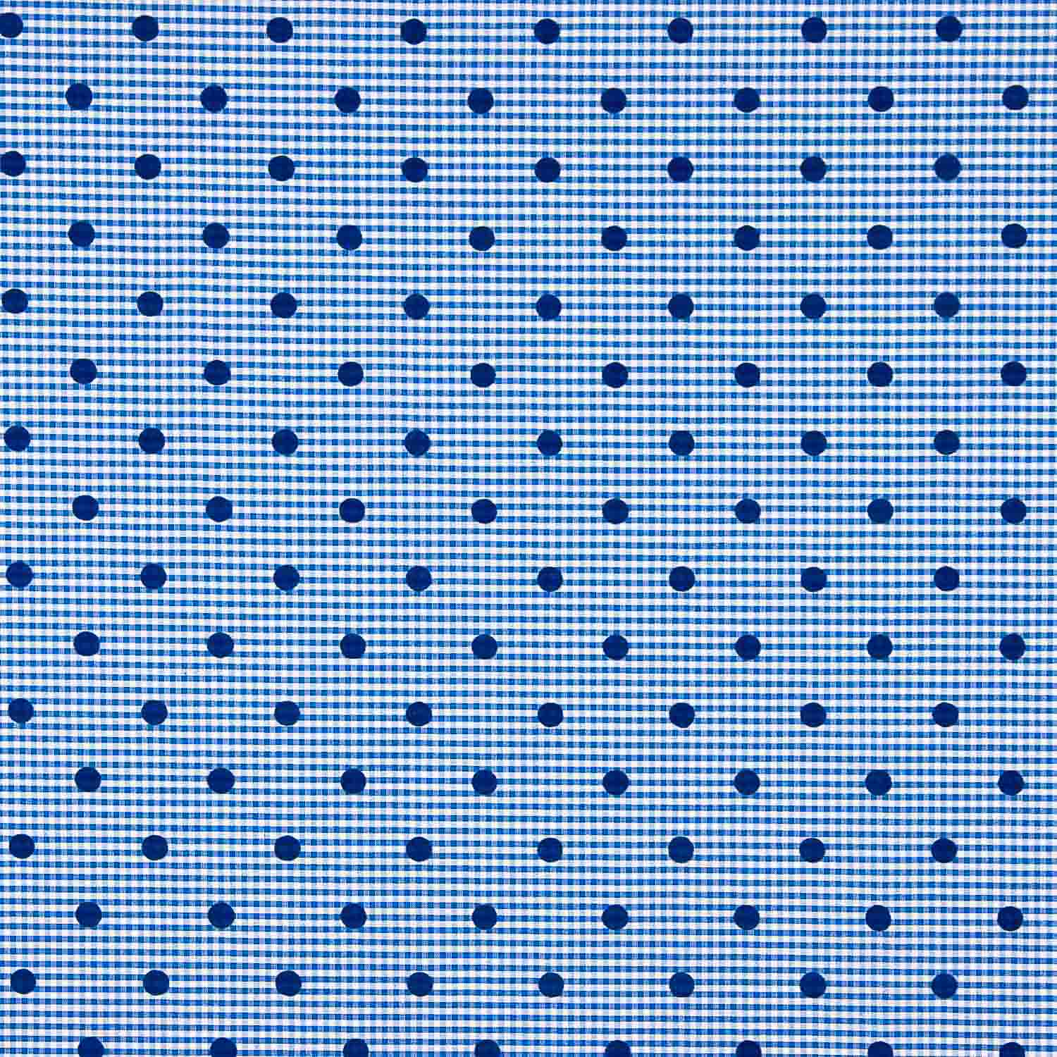 Blue Flocked Cotton with Blue Polka Dots - Ribes y Casals