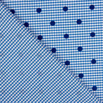 Blue Flocked Cotton with Blue Polka Dots - Ribes y Casals