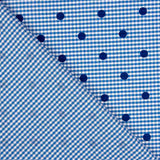 Blue Flocked Cotton with Blue Polka Dots - Ribes y Casals