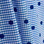 Blue Flocked Cotton with Blue Polka Dots - Ribes y Casals