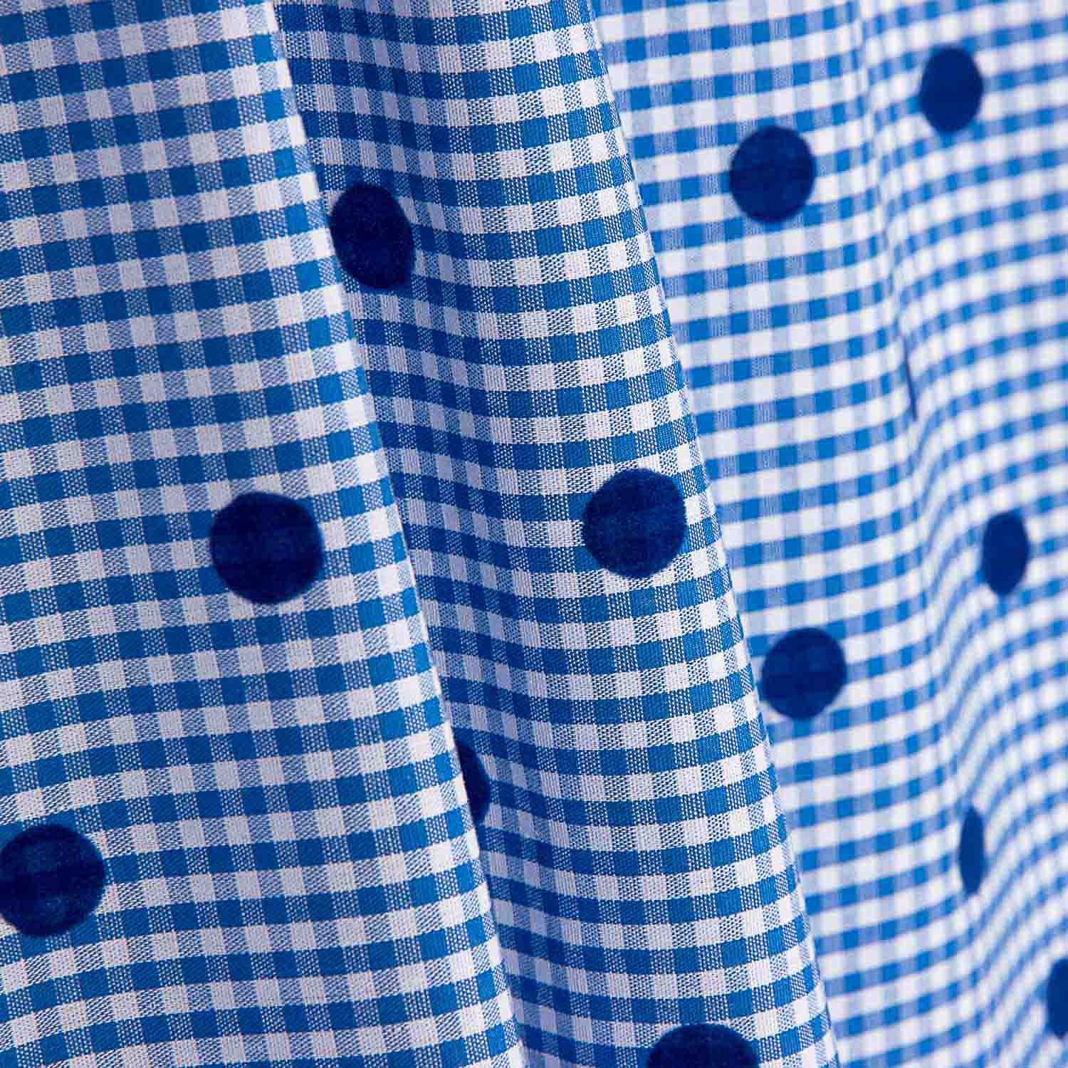 Blue Flocked Cotton with Blue Polka Dots - Ribes y Casals