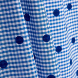 Blue Flocked Cotton with Blue Polka Dots - Ribes y Casals
