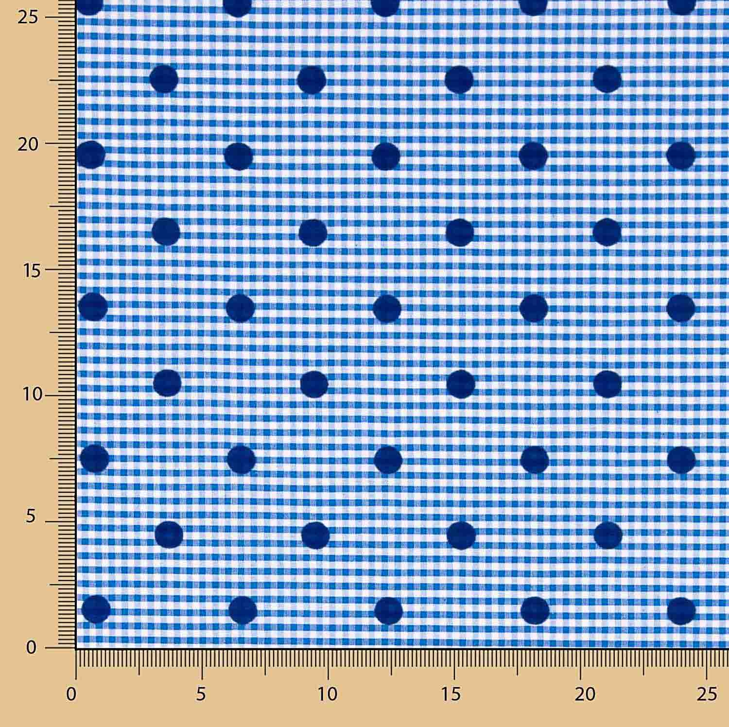 Blue Flocked Cotton with Blue Polka Dots - Ribes y Casals