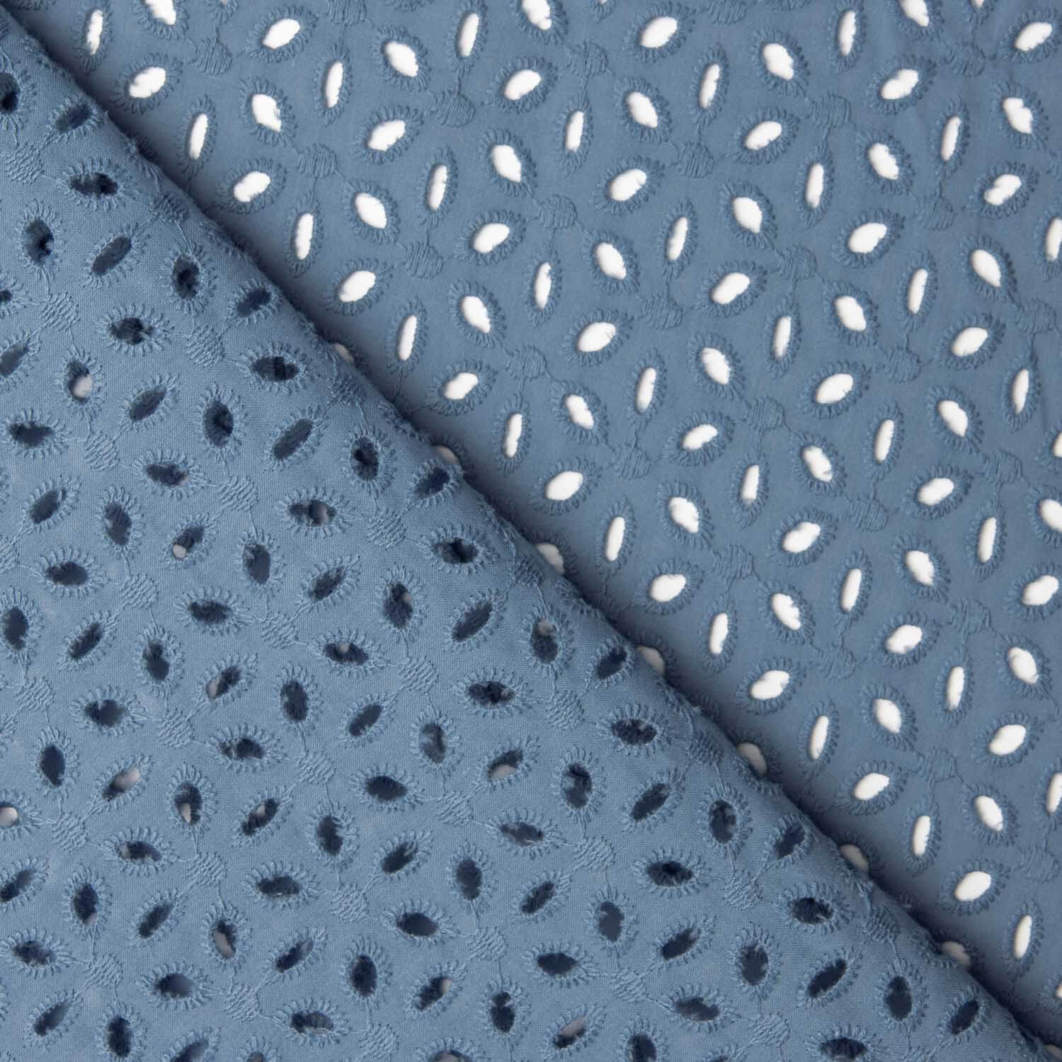 Swiss Embroidery Petals Dark Denim Blue - Ribes y Casals