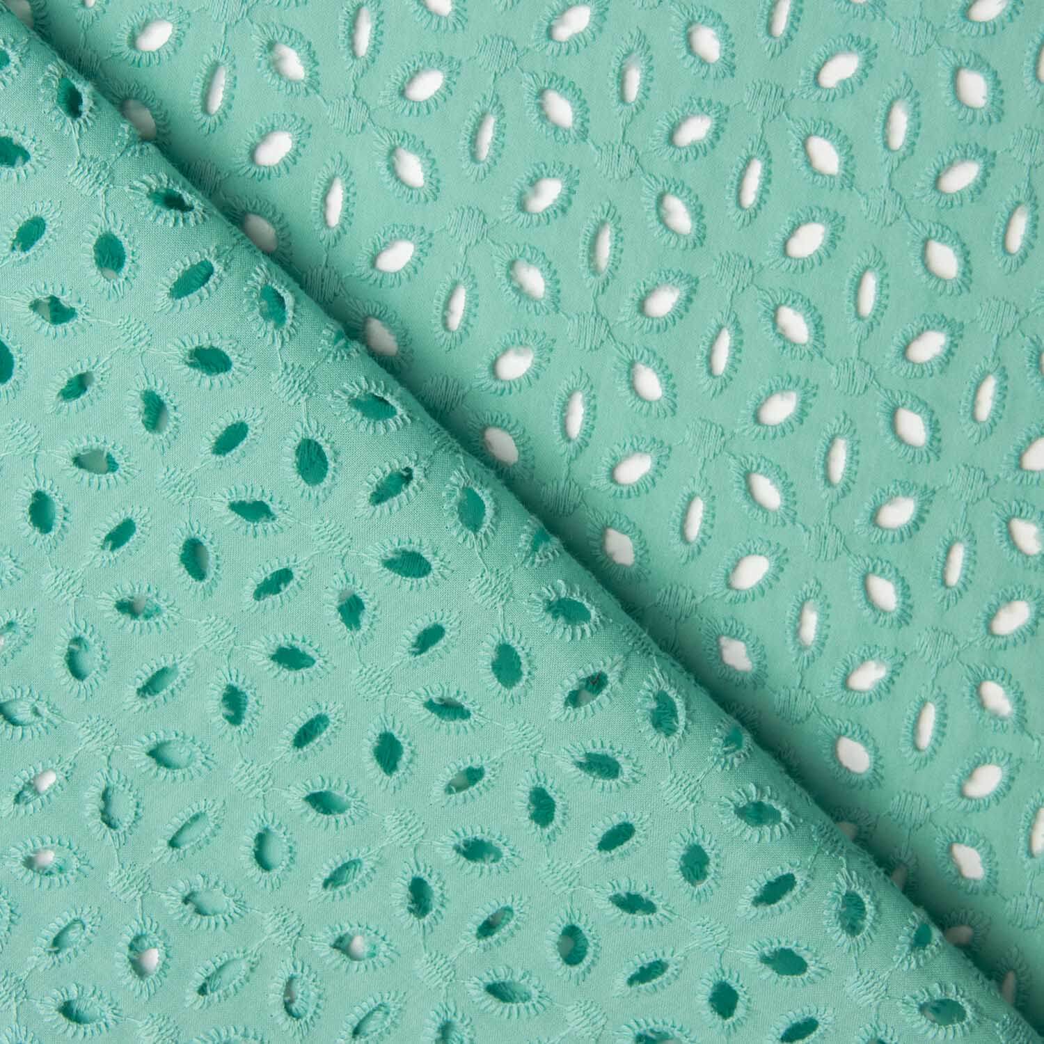 Swiss Embroidery Petals Aqua Green - Ribes y Casals