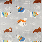 Printed Coral Fleece with Polar Bears and Walruses - Ribes y Casals