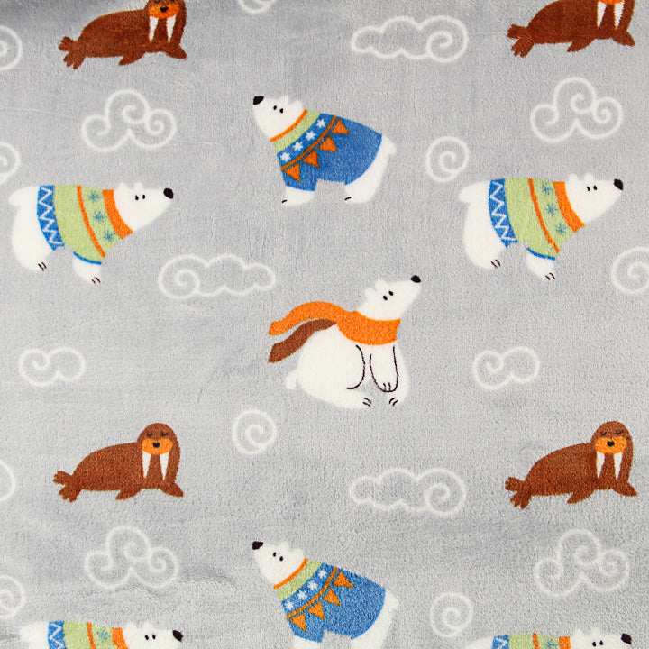 Printed Coral Fleece with Polar Bears and Walruses - Ribes y Casals