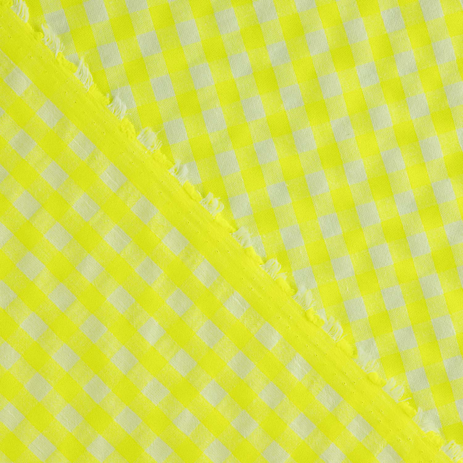 Neon Yellow Checked Seersucker Poplin - Ribes y Casals