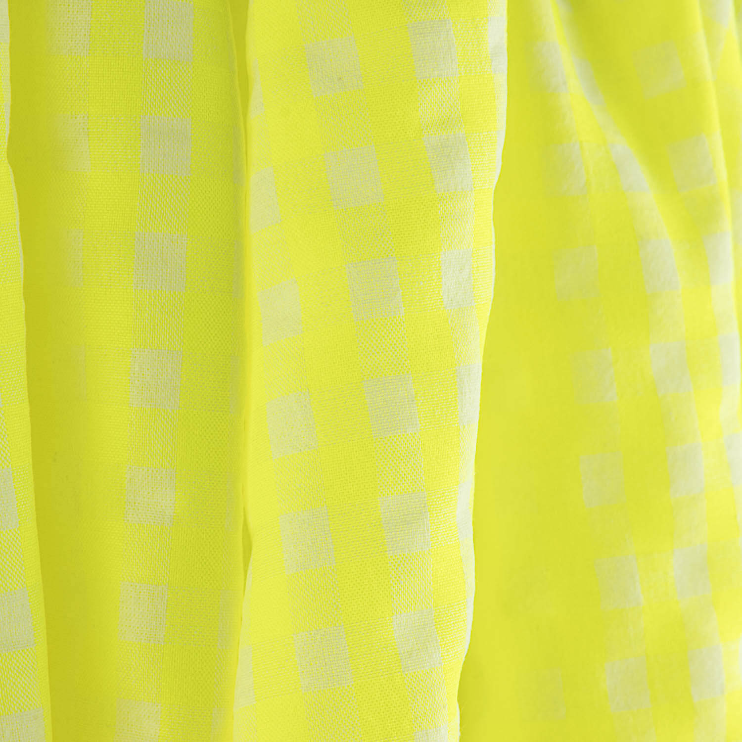 Neon Yellow Checked Seersucker Poplin - Ribes y Casals