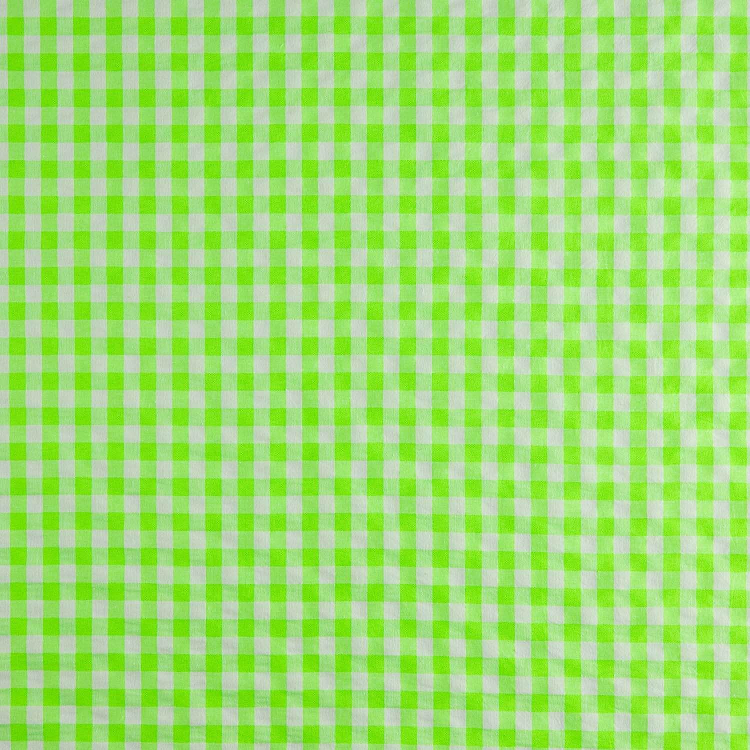 Neon Green Checked Seersucker Poplin - Ribes y Casals