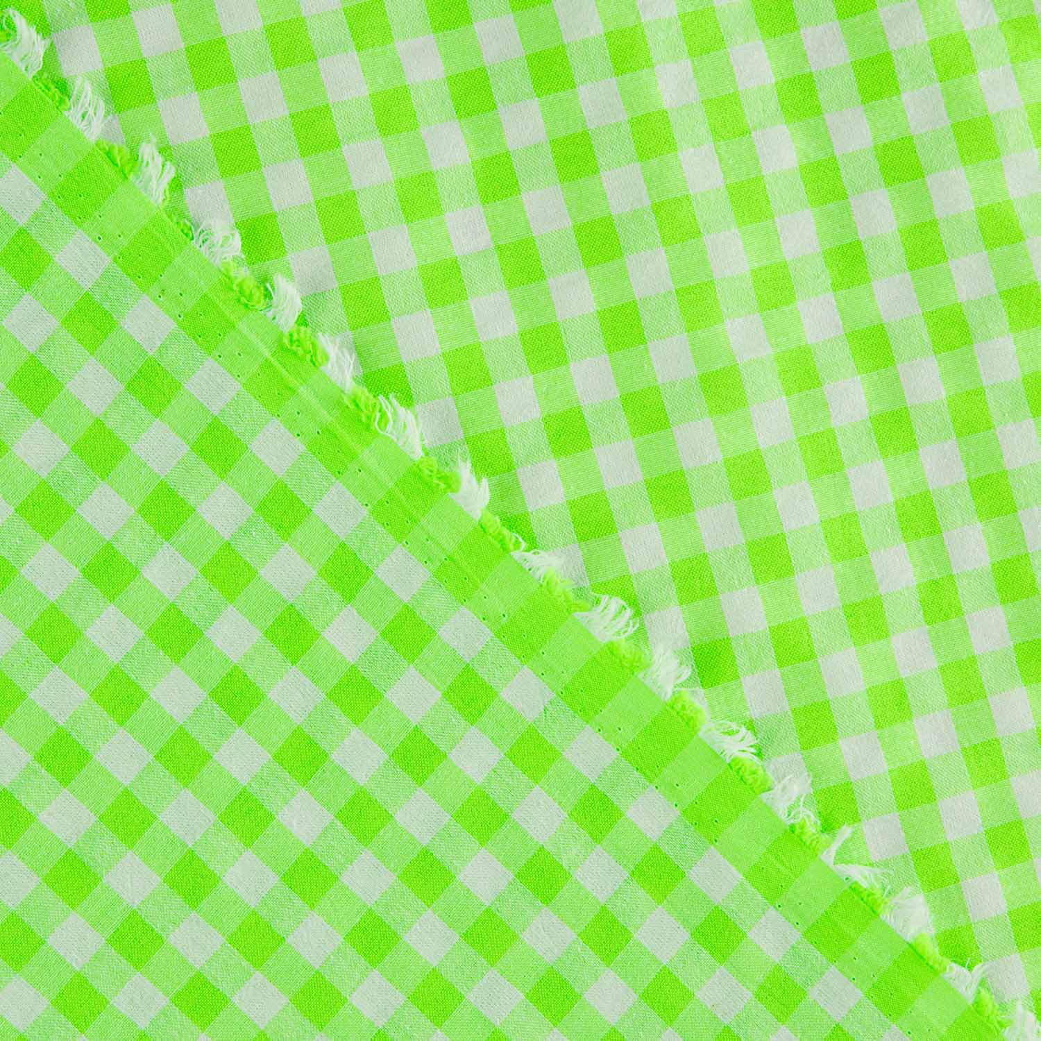 Neon Green Checked Seersucker Poplin - Ribes y Casals