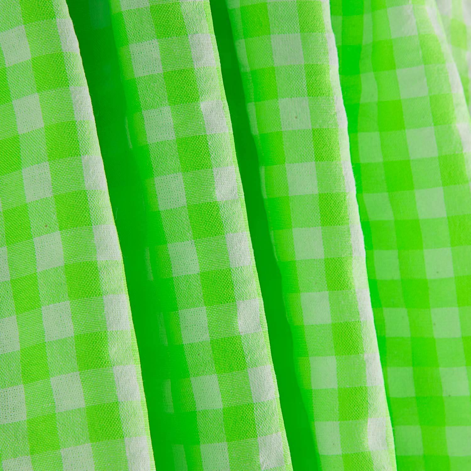 Neon Green Checked Seersucker Poplin - Ribes y Casals