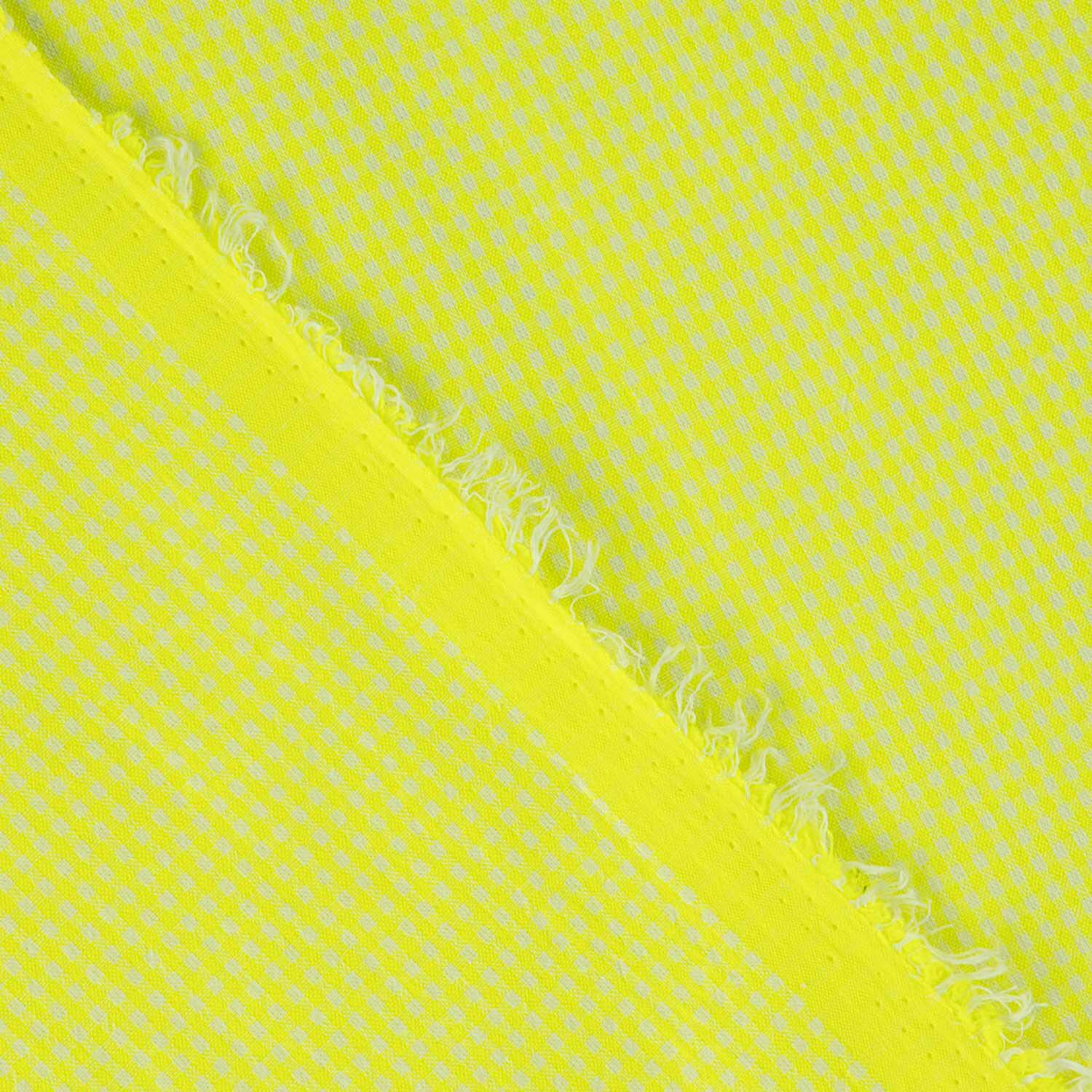 Neon Yellow Mini Check Seersucker Poplin - Ribes y Casals