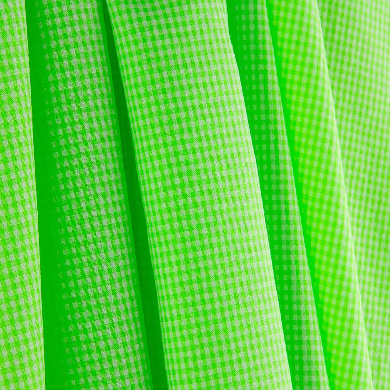 Neon Green Mini Check Seersucker Poplin - Ribes y Casals