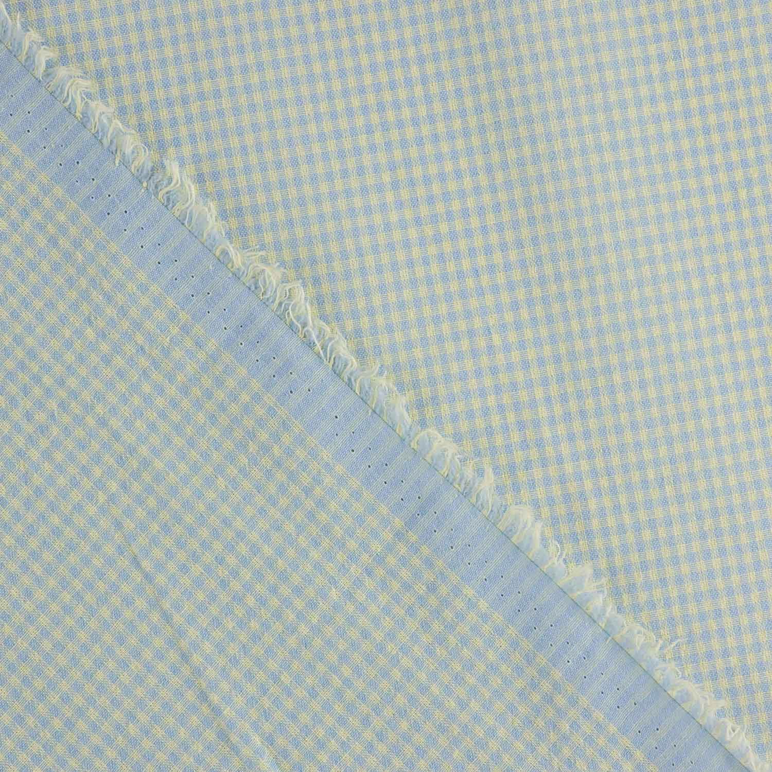 Soft Blue Mini Check Seersucker Poplin - Ribes y Casals