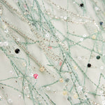 Soft Green Tulle Rhinestones with Multicoloured Stitching - Ribes y Casals