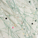 Soft Green Tulle Rhinestones with Multicoloured Stitching - Ribes y Casals
