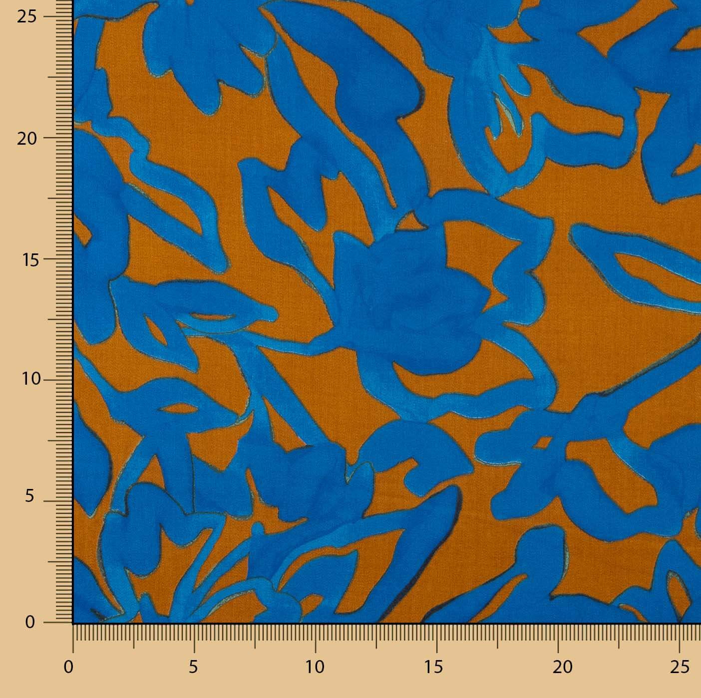 Floral Print Viscose with Blue Border and Calender - Ribes y Casals