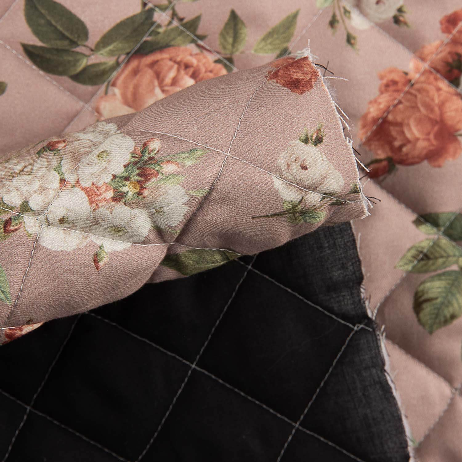 Pink Floral Viyella Quilt with Black Lining - Ribes y Casals