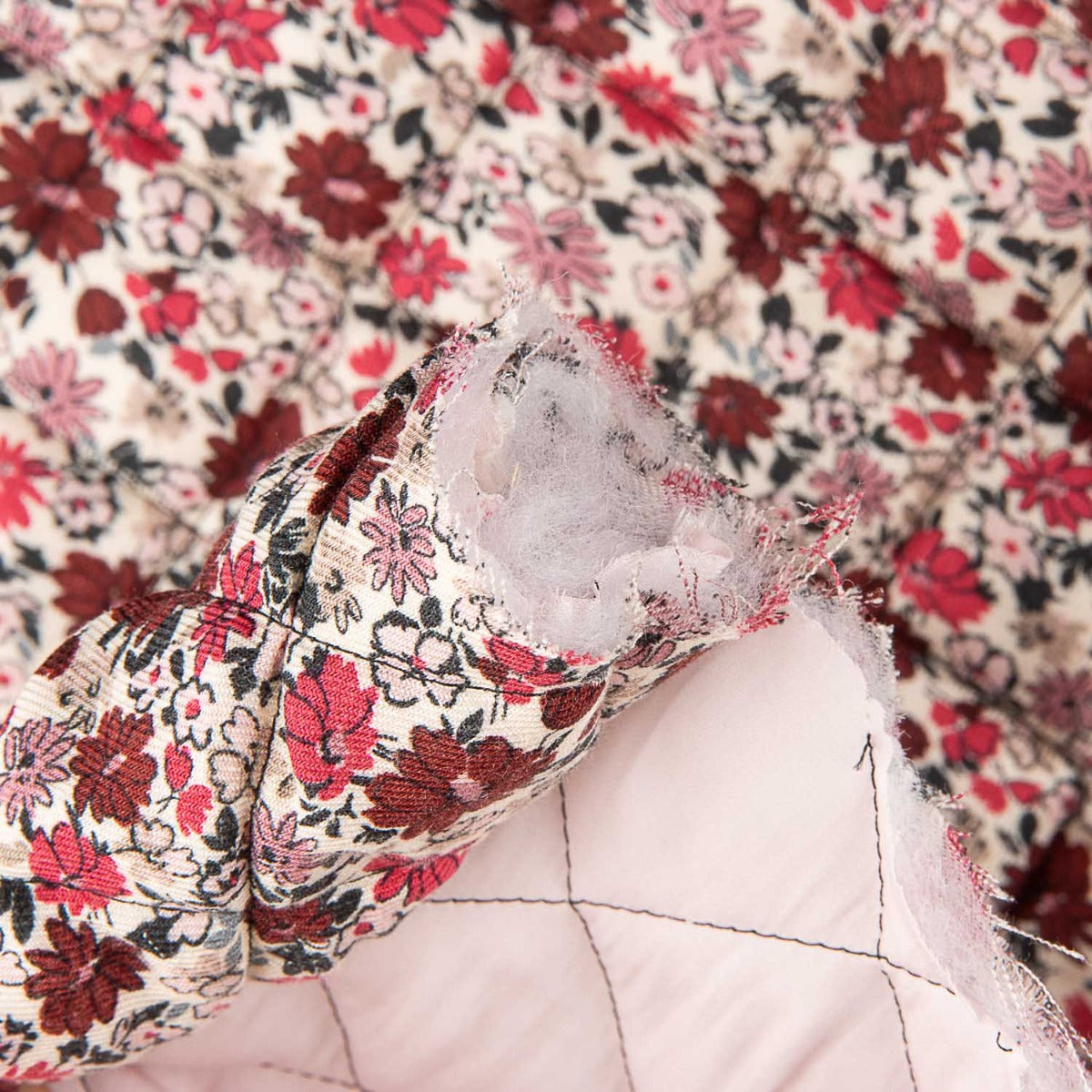 Quilted Cotton Viyella – Crimson Flowers - Ribes y Casals