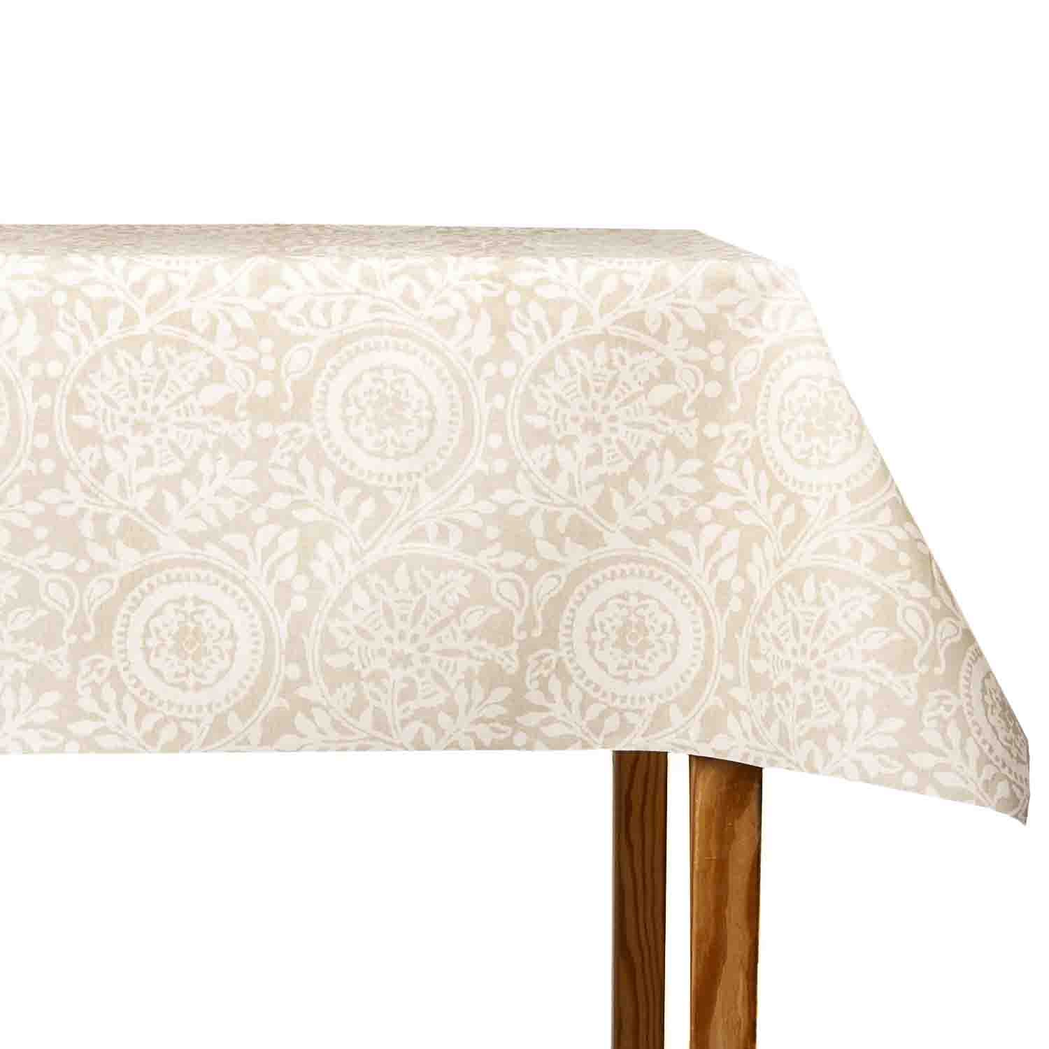 Beige Damask Linen Tablecloth - Ribes y Casals