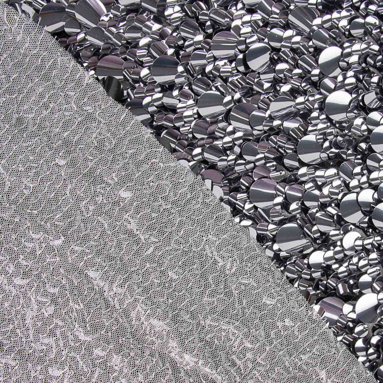 Silver Lycra Sequins Shells - Ribes y Casals