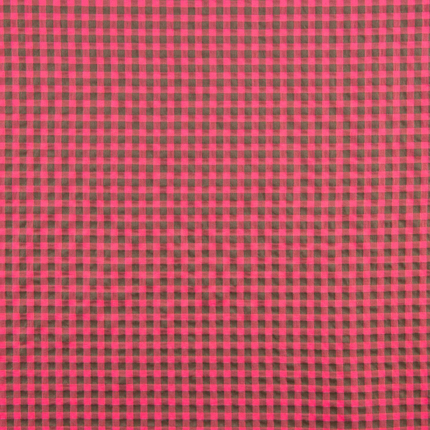 Pink and Grey Gingham Checks Seersucker - Ribes y Casals