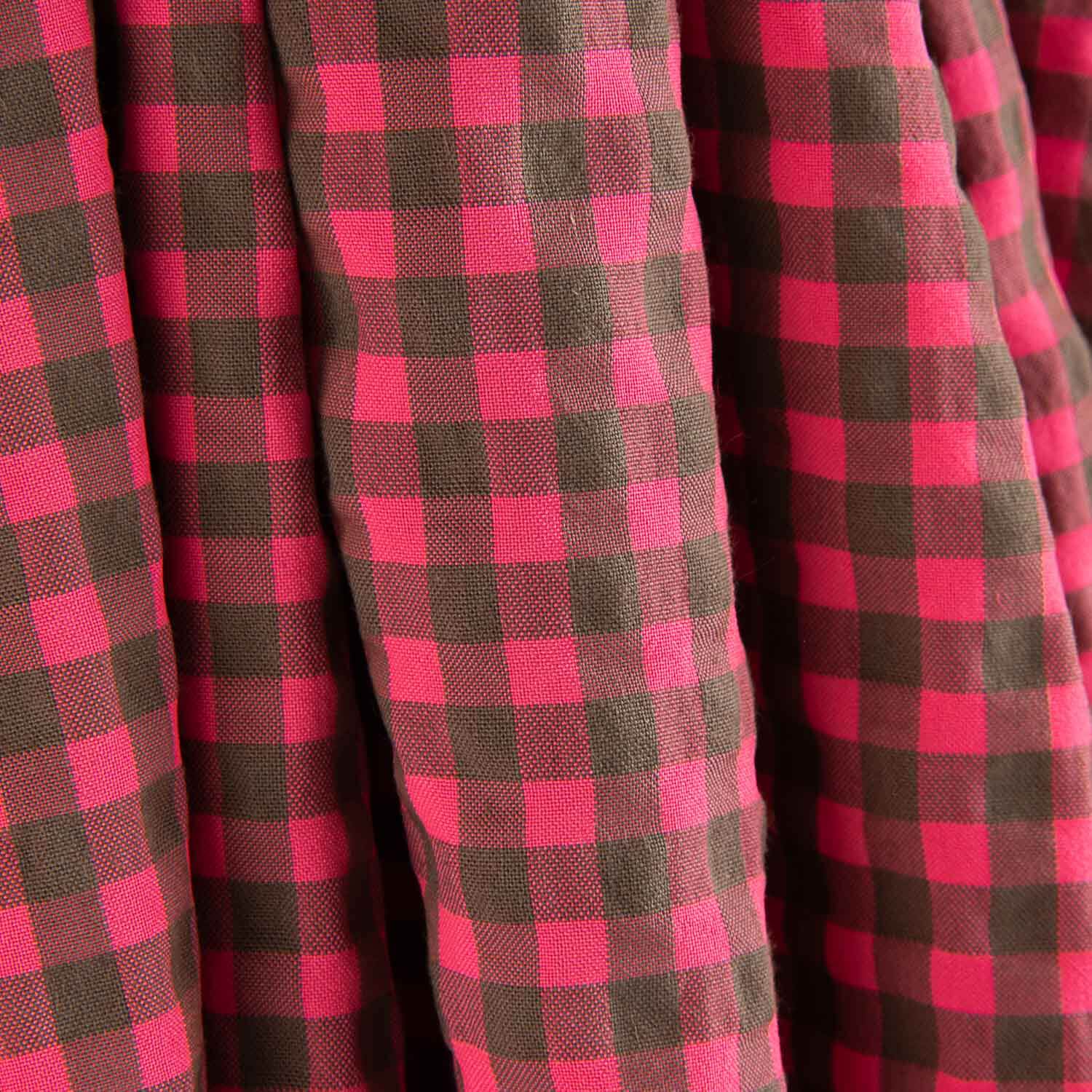 Pink and Grey Gingham Checks Seersucker - Ribes y Casals