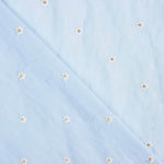 Light Blue Cotton Voile with Floral Embroidery and Gold Lurex - Ribes y Casals