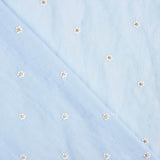 Light Blue Cotton Voile with Floral Embroidery and Gold Lurex - Ribes y Casals