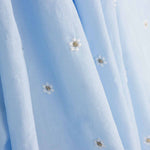 Light Blue Cotton Voile with Floral Embroidery and Gold Lurex - Ribes y Casals