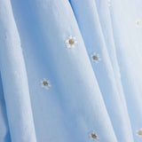 Light Blue Cotton Voile with Floral Embroidery and Gold Lurex - Ribes y Casals